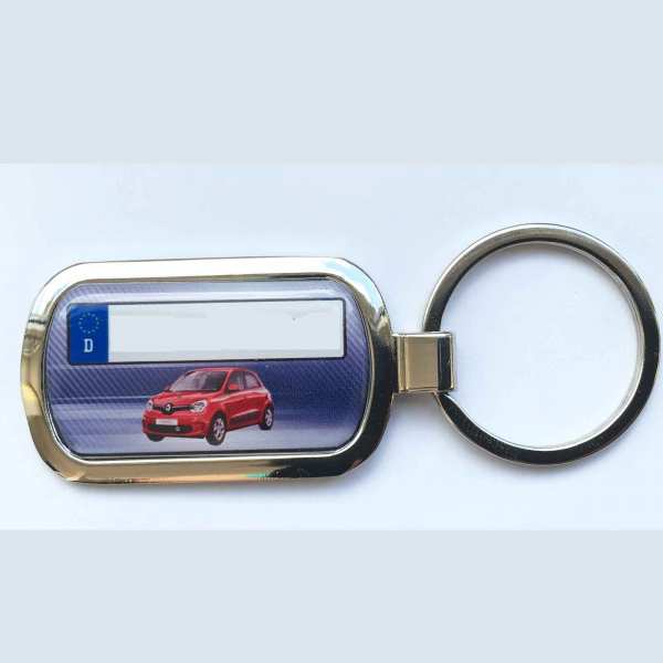 Roter Twingo Kennzeichen Schlüsselanhänger mit Gravur