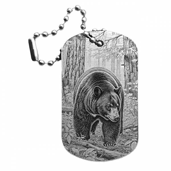 Bär im Wald Dog Tag Anhänger mit Gravur | optional personalisiert | Shop-Fotogravur.de