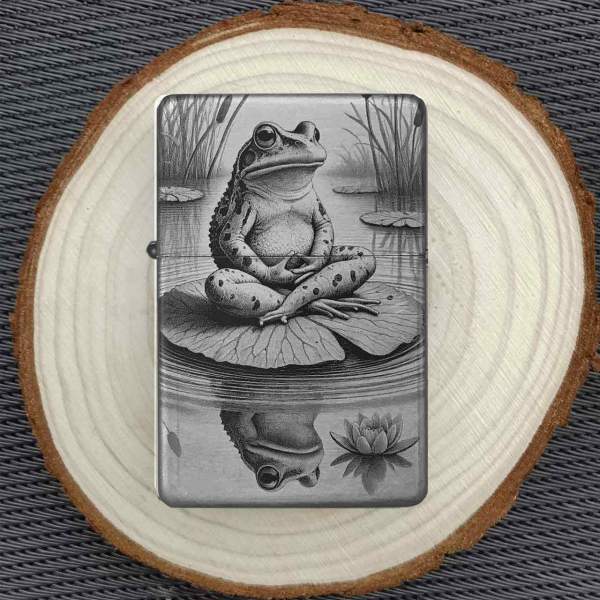 Feuerzeug Frosch Yoga Mindset – personalisierbar