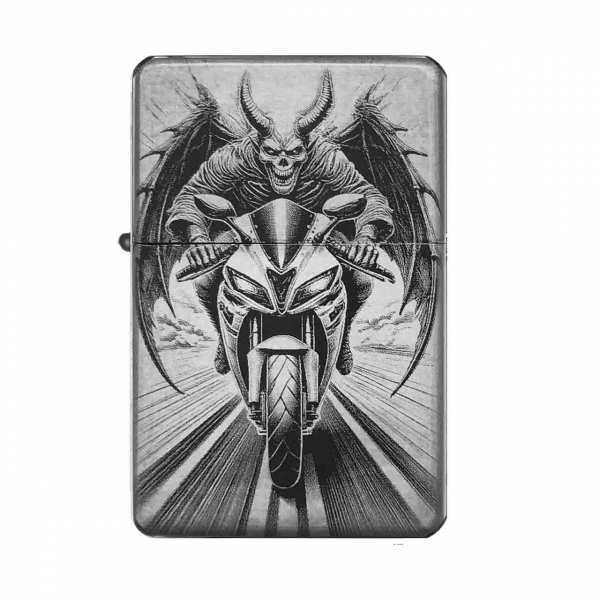 Sturmfeuerzeug "Diablo Biker Teufel Motorrad" – personalisierbar