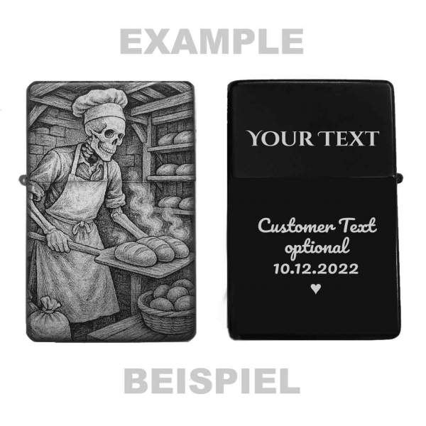 Bäcker Skelett Feuerzeug optional personalisiert
