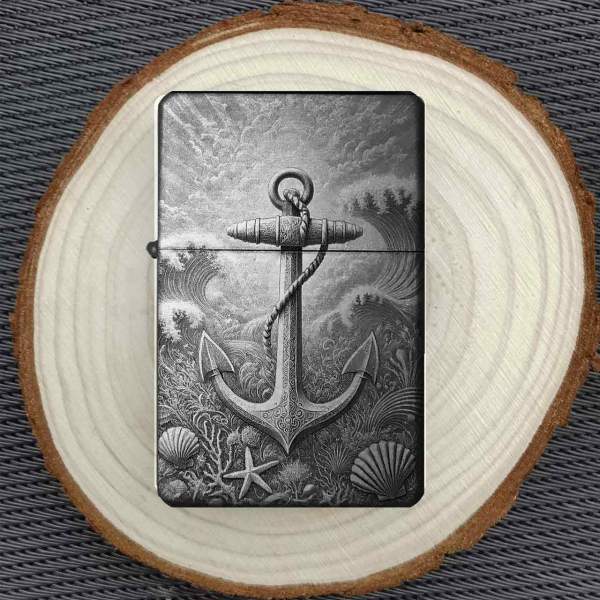 Feuerzeug Anker & Wellen Seefahrt– personalisierbar