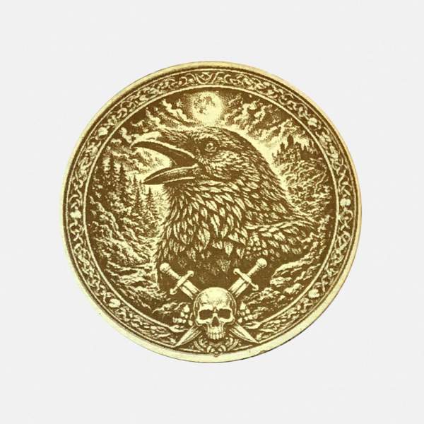 Personalisierte Messingmünze Krafttier Rabe | Glücksbringer Gravur