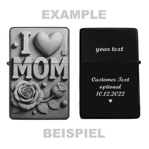 Feuerzeug Mutter Geschenkidee Love Mom – personalisierbar