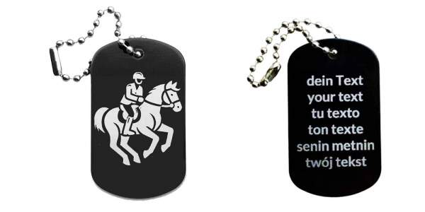 Reiten Schlüsselanhänger personalisierbar - Dogtag auch mit QR Code oder Foto