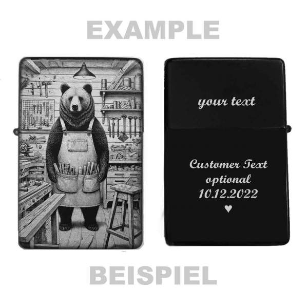 Feuerzeug Schreiner-Bär Handwerker – personalisierbar