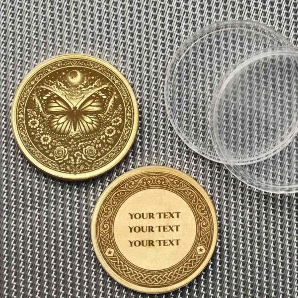 Krafttier Schmetterling Münze personalisiert Glücksbringer Talisman