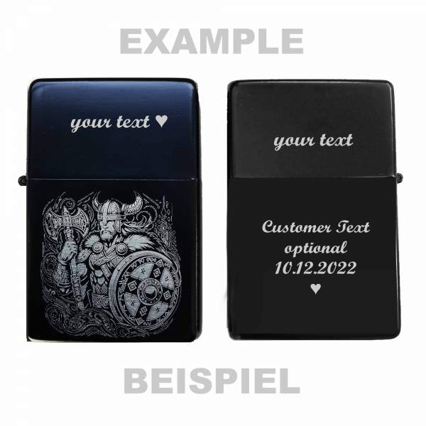 Wikinger Axt Feuerzeug mit Gravur Lineart Design personalisiertes Geschenk