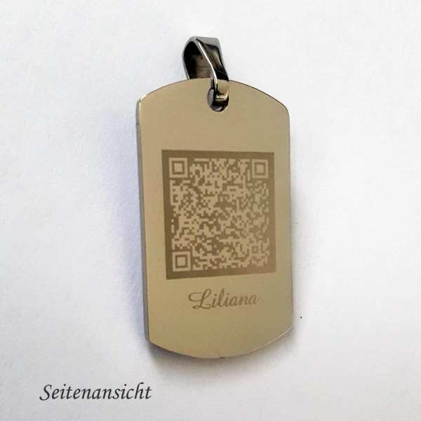 QR-Code Dogtag IDTag - Fotogravur Schmuckanhänger