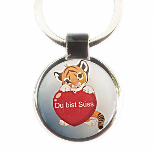 Schlüsselanhänger personalisiert Tiger mit Herz Liebesgeschenk