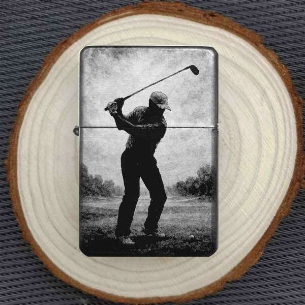 Feuerzeug Golfer Spieler Abschlag – personalisierbar