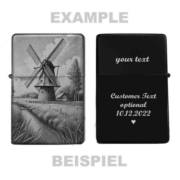 Feuerzeug Windmühle Mühle – personalisierbar