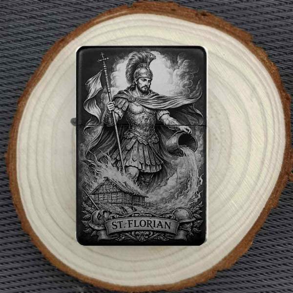 Feuerzeug St. Florian Motiv Gravur optional Schutzpatron Feuerwehr