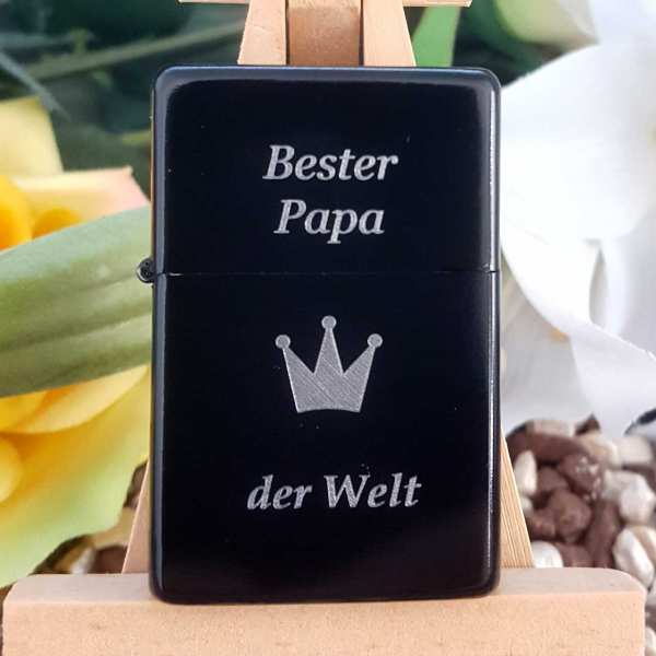 Vatertag Sturmfeuerzeug Benzin mit eigener Textgravur