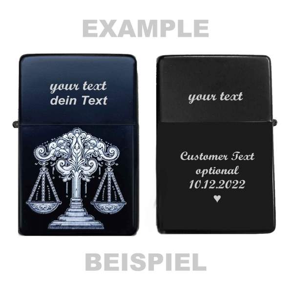 Waage Sternzeichen Feuerzeug Glücksbringer mit Gravur personalisierte Geschenkidee