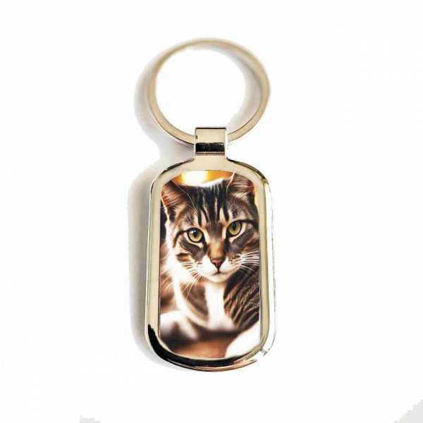 Schlüsselanhänger mit Katzenfoto und Namensgravur