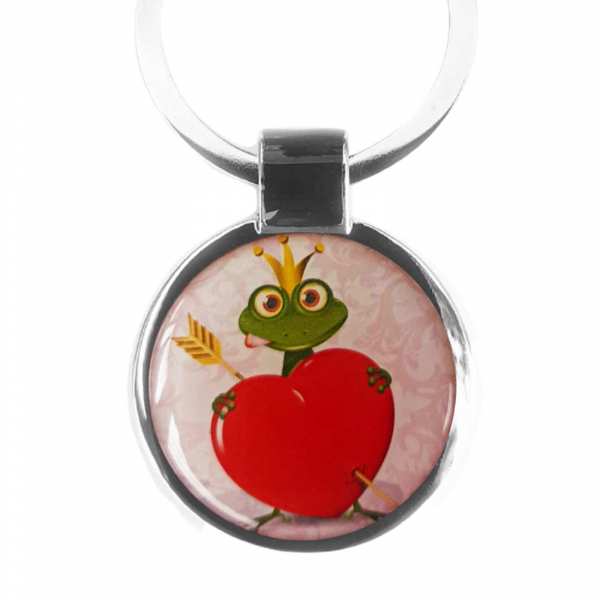 Froschkönig mit Herz Schlüsselanhänger personalisiert mit Gravur
