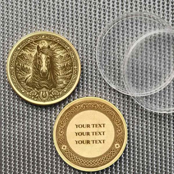 Krafttier Pferd Münze personalisiert Glücksbringer Talisman