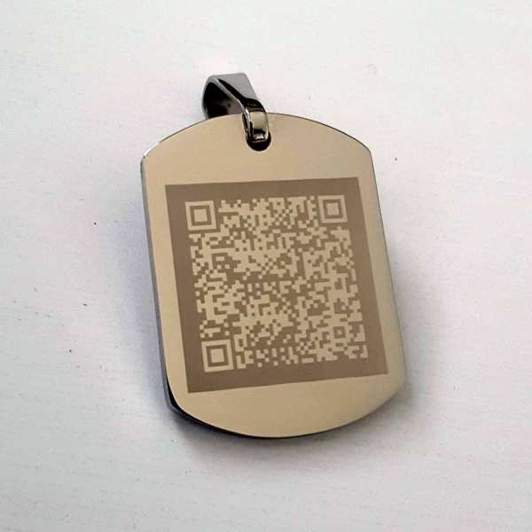 Kette mit QR-Code als Gravur - Fotogravur Schmuckanhänger