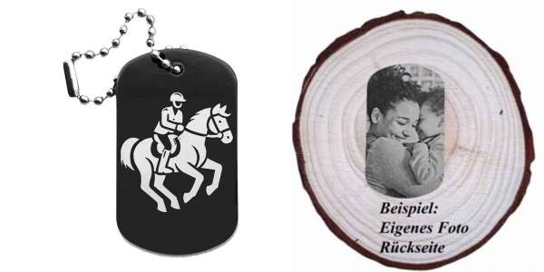 Reiten Schlüsselanhänger personalisierbar - Dogtag auch mit QR Code oder Foto