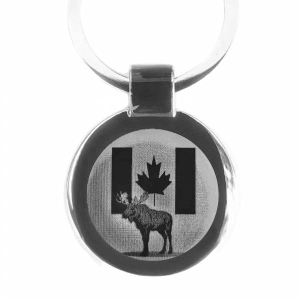 Canada Flagge mit Elch und Ahorn Schlüsselanhänger personalisiert