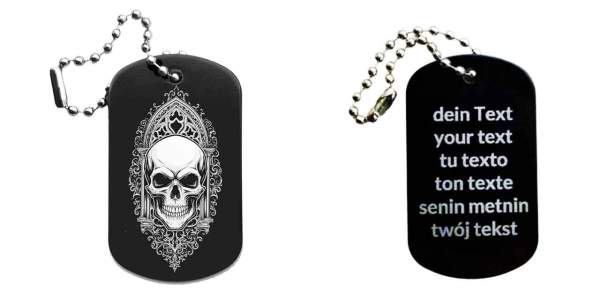 Totenkopf Dog Tag Anhänger optional personalisiert