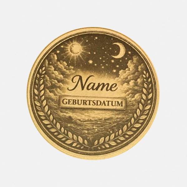 Personalisierte Sternzeichen Münze "Wassermann" | Wasserträger & Sterne | Messing