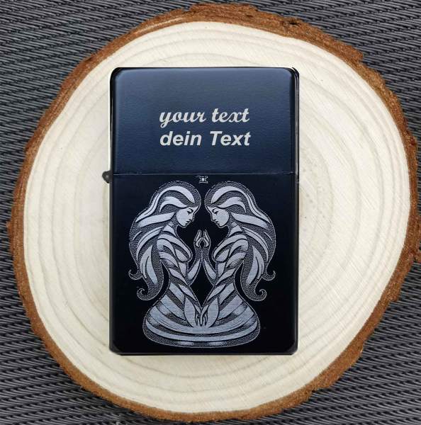 Zwillinge Sternzeichen Feuerzeug Glücksbringer mit Gravur personalisiertes Geschenk