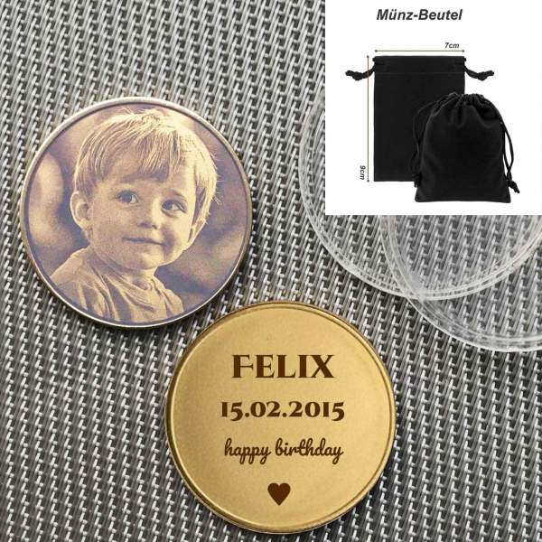 Hochzeitsmünze personalisiert – mit Gravur von Namen & Datum aus Messing