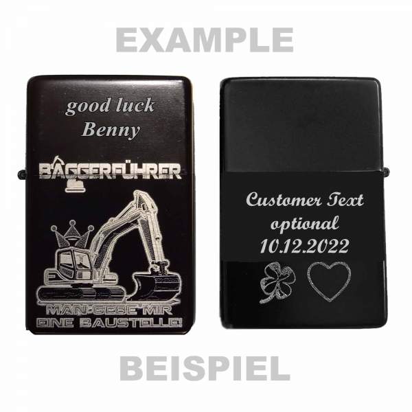 Briquet de conducteur de pelle et gravure de texte propre