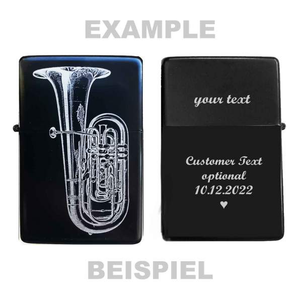 Tuba Feuerzeug mit Gravur Geschenkidee für Blaskapelle Musiker Blasmusik