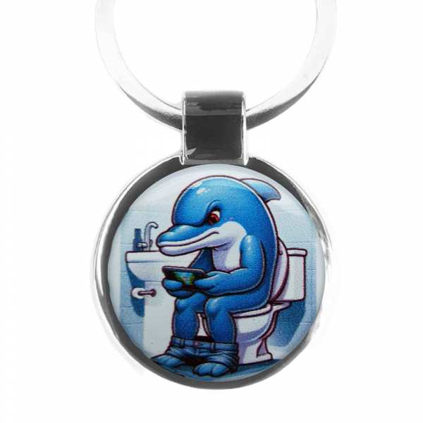 Delfin auf Toilette Schlüsselanhänger mit Gravur