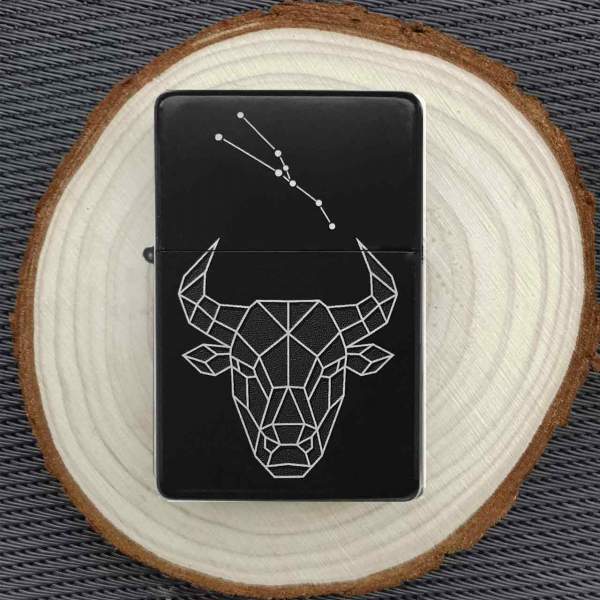 Feuerzeug Sternzeichen Stier – Line Art – personalisierbar