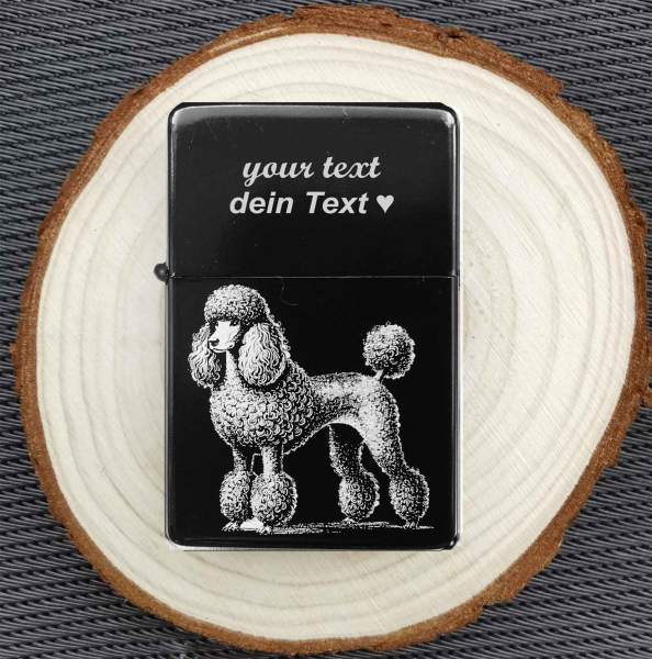 Pudel Feuerzeug personalisierbar Hundebild personalisiertes Geschenk