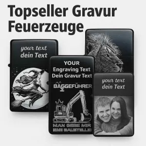 Gravierte Feuerzeuge mit Motiven oder personalisierter Gravur