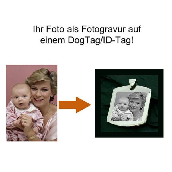 Fotogravur Schmuckanhänger ID Tag Beispiel