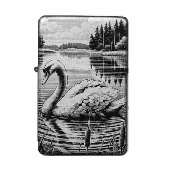 Sturmfeuerzeug "Schwan am See" – personalisierbar