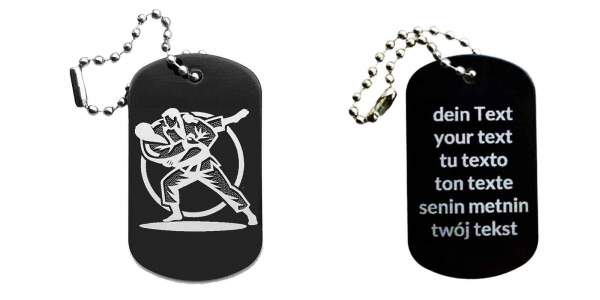 Judo Schlüsselanhänger personalisierbar - Dogtag auch mit QR Code oder Foto