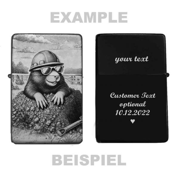 Feuerzeug Baumeister-Maulwurf – personalisierbar