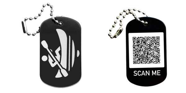 Kajak Schlüsselanhänger personalisierbar - Dogtag auch mit QR Code oder Foto