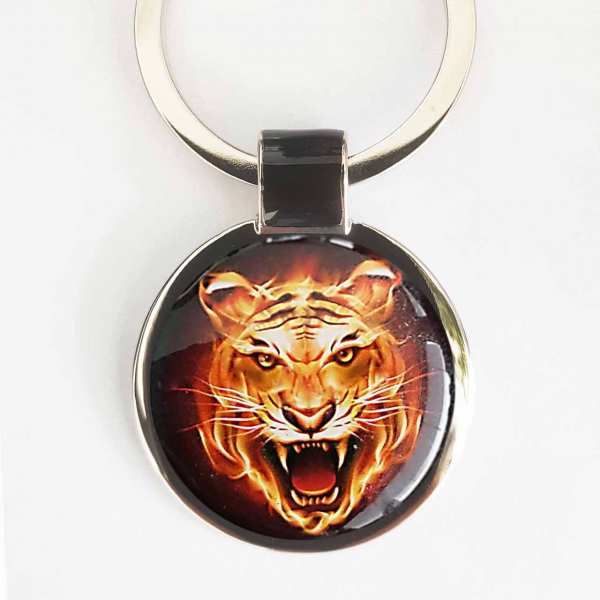 Tiger Fotoschlüsselanhänger personalisiert mit Gravur