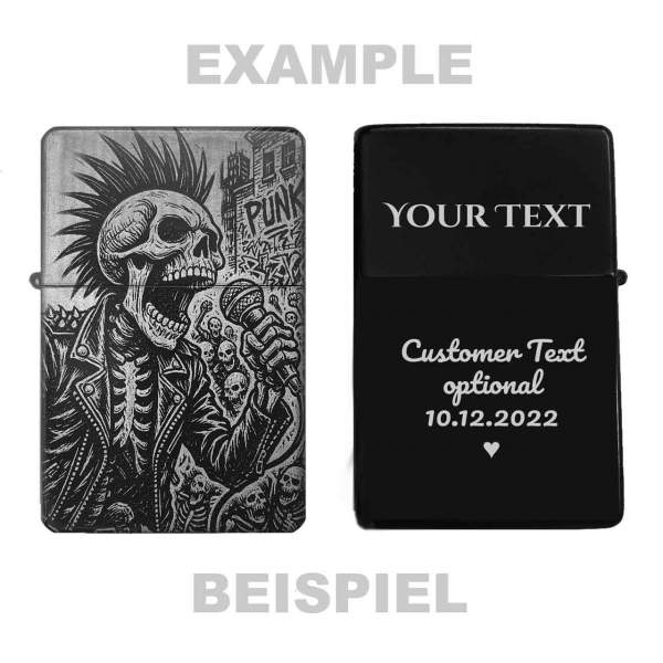 Punk Schädel Feuerzeug optional personalisiert