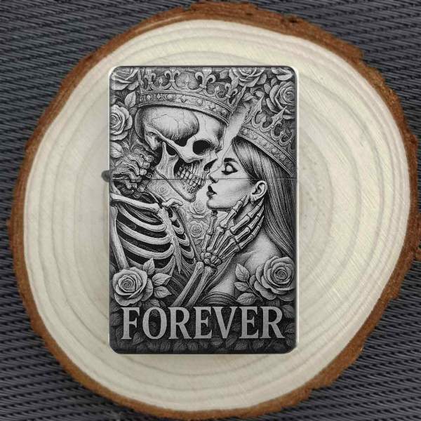 Königs Paar Feuerzeug Skull Forever optional personalisiert