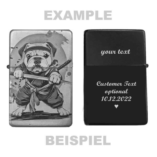 Feuerzeug Ninja Französische BullDogge – personalisierbar