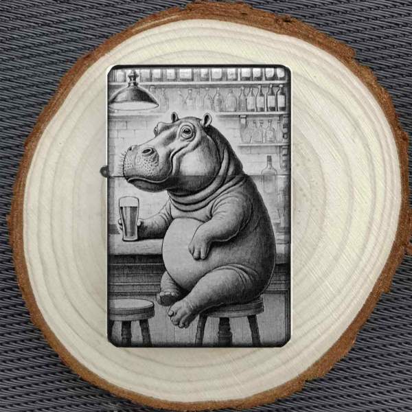 Feuerzeug Hippo Pub Bier Fun Nilpferd – personalisierbar