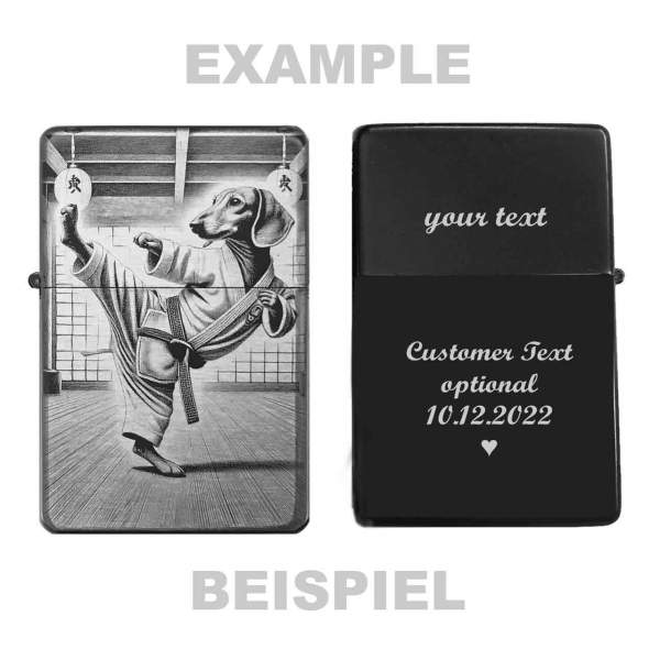 Feuerzeug Karate-Dackel – personalisierbar Fun Feuerzeug