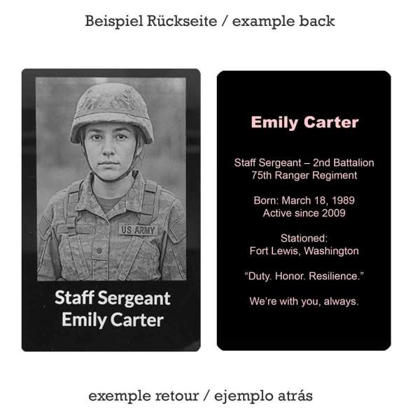 Personalisierte Metallkarte Soldaten Geschenke – Foto & Text graviert, individuelles Armee-Andenken