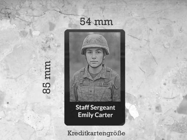 Personalisierte Metallkarte Soldaten Geschenke – Foto & Text graviert, individuelles Armee-Andenken