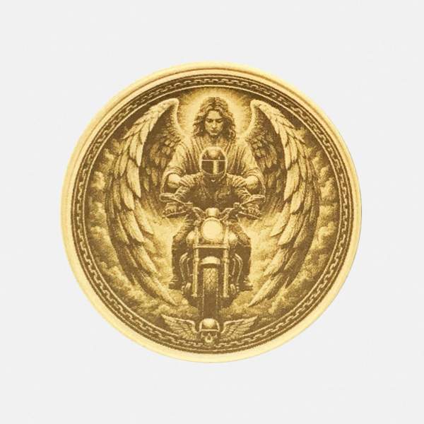 Messing-Münze Schutzengel für Motorradfahrer – personalisierbar