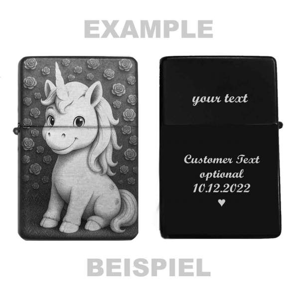 Feuerzeug Unicorn – Blumenzauber Einhorn – personalisierbar